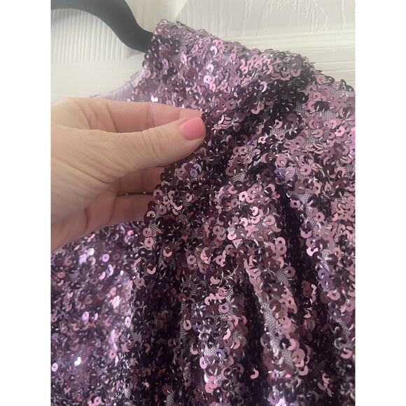 ENDLESS ROSE Purple Sequin Sparkle Encrusted Cropped Party Blouse Top - Picture 6 of 16